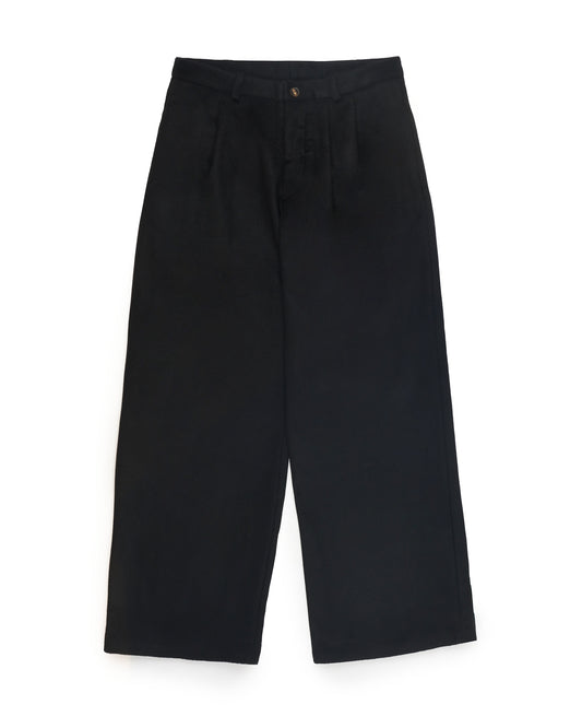 K'ANG Wide-Fit Pleated Waist Trousers Cashmere Off Black
