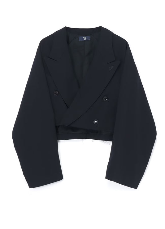 Yohji Yamamoto High Twist Wool Black Gabardine Short Jacket