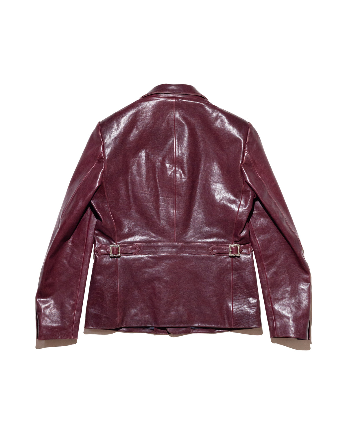 Enfants Riches Déprimés Perfect Austrian Junkie bordeaux leather jacket with belted back – back