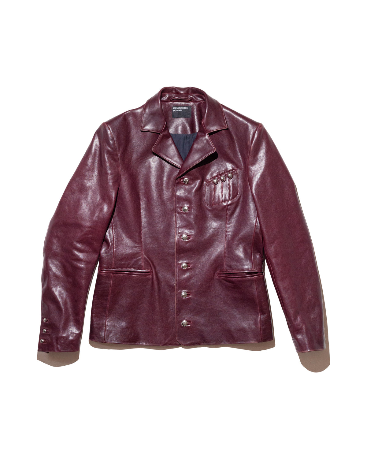Enfants Riches Déprimés Perfect Austrian Junkie bordeaux lambskin leather jacket – front