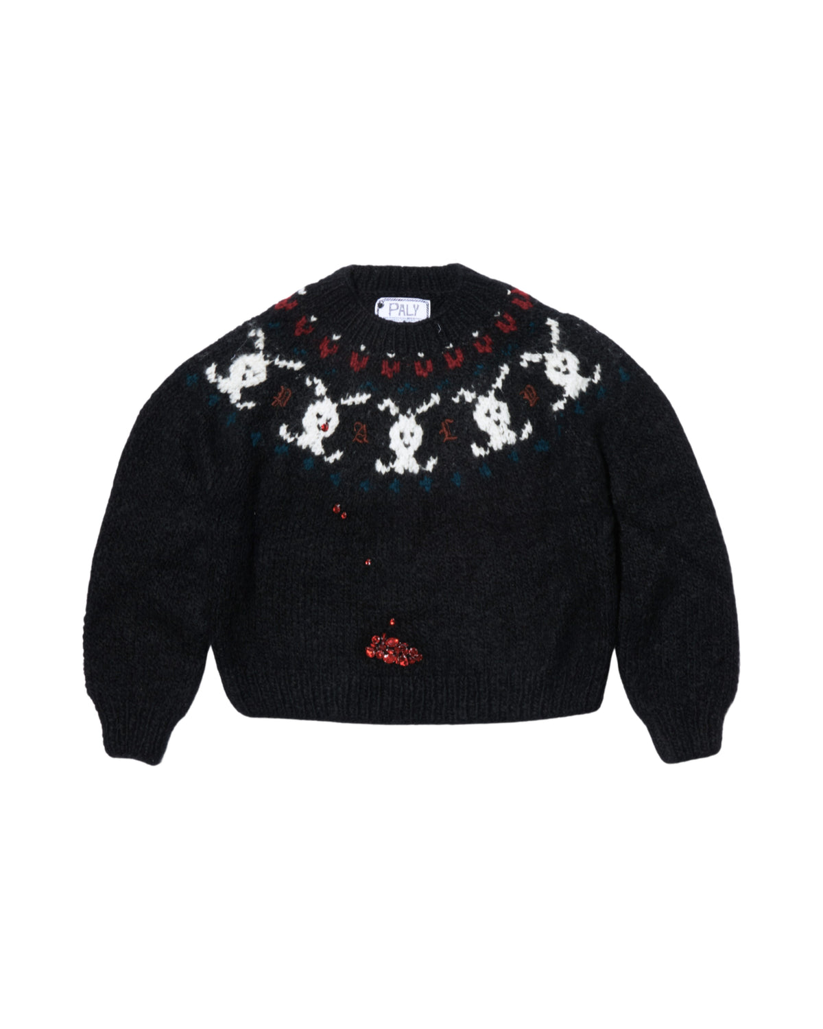 Paly Hollywood Fair Isle Bunny alpaca sweater dark navy – front