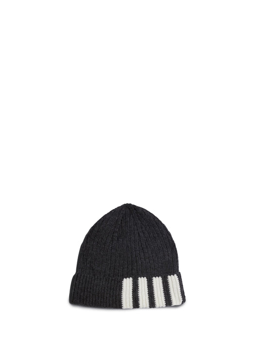 Thom Browne Cashmere 4-Bar Cuff Beanie Dark Grey