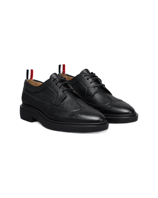 Thom Browne Pebble Grain Classic Longwing Brogues Black side view