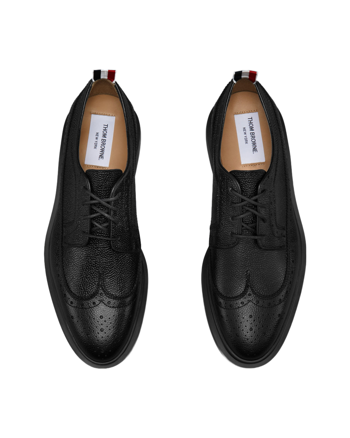 Thom Browne Pebble Grain Classic Longwing Brogues Black back