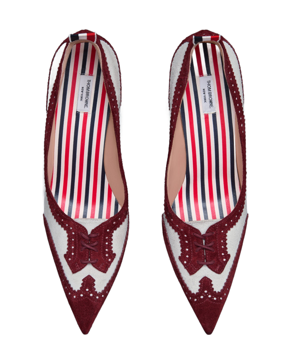 Thom Browne Calf Suede Low Throat Wingtip Pump 105mm Burgundy White back