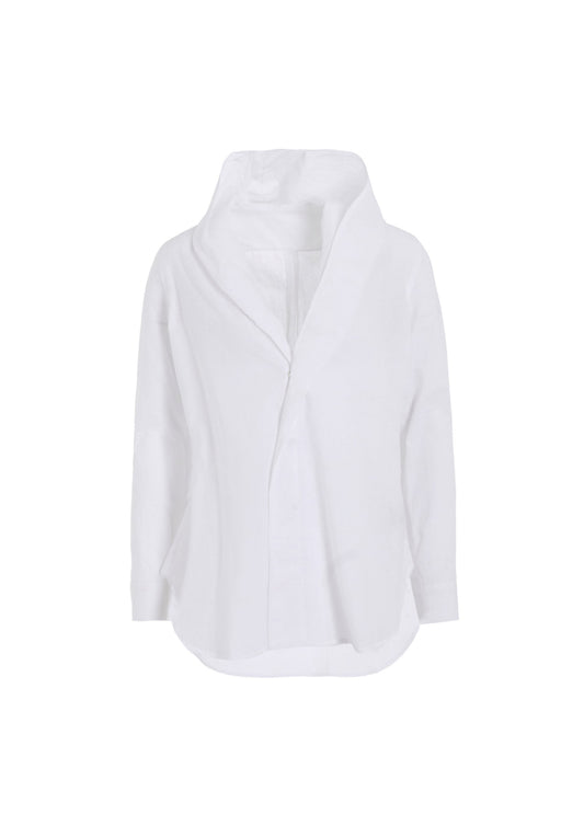 Yohji Yamamoto Khadi Draped Detail Hood Blouse White