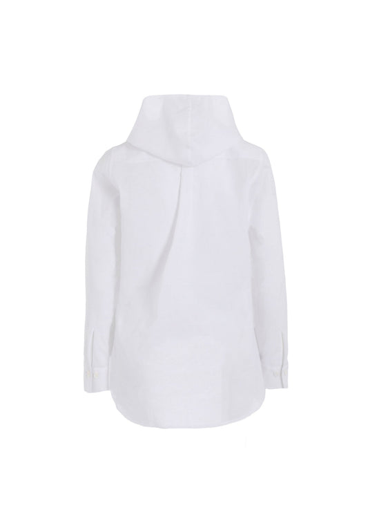 Yohji Yamamoto Khadi Draped Detail Hood Blouse White