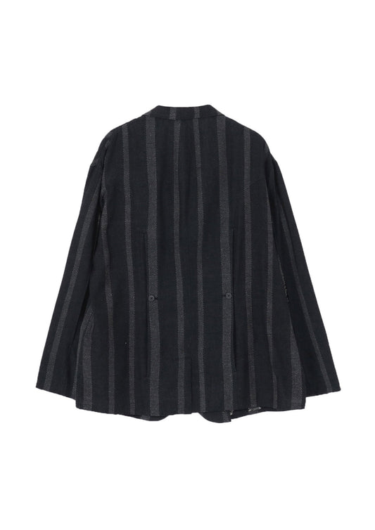 Yohji Yamamoto Silk/Cotton Stripe Pattern Slit Jacket