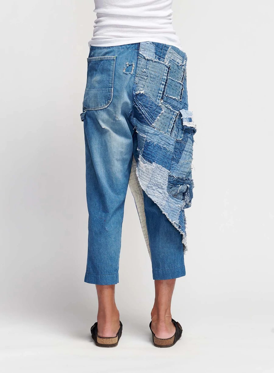 DENIM STITCHWORK WRAP PANT